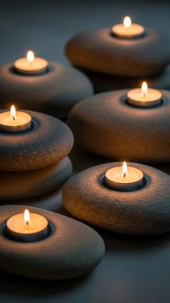 Stone and Pebble Candle Bases