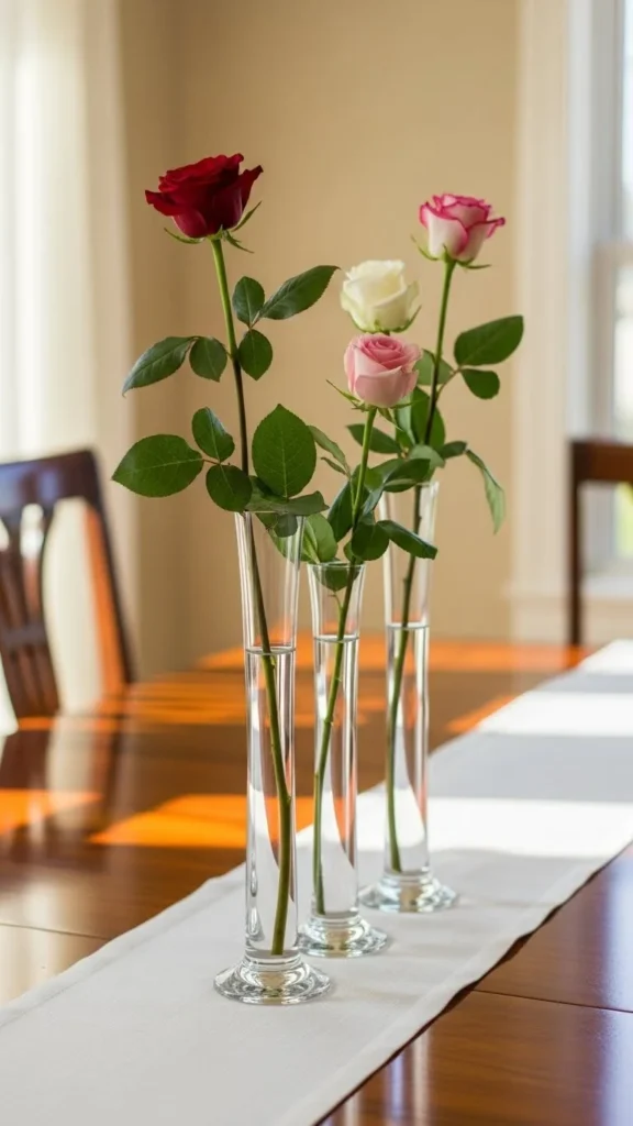 Tall Rose Stem Trio