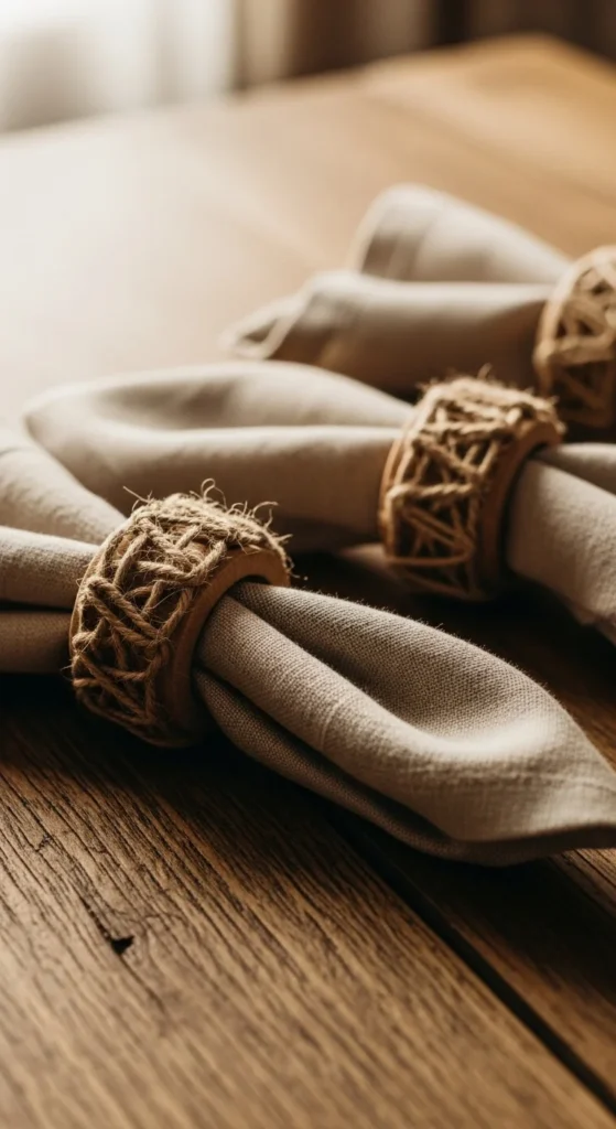 Twine-Wrapped Wooden Rings