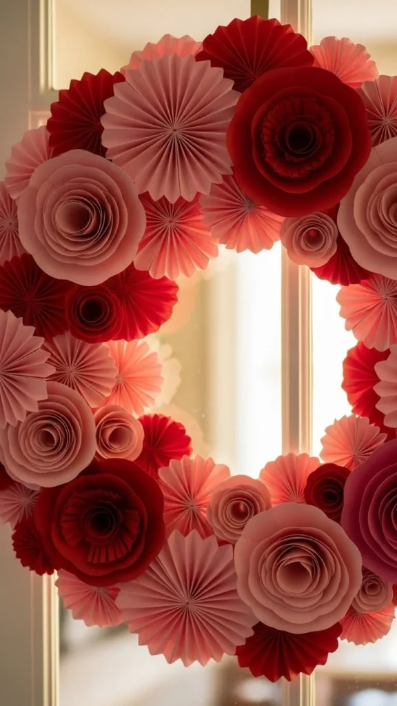 Valentine Paper Rosette Wreath