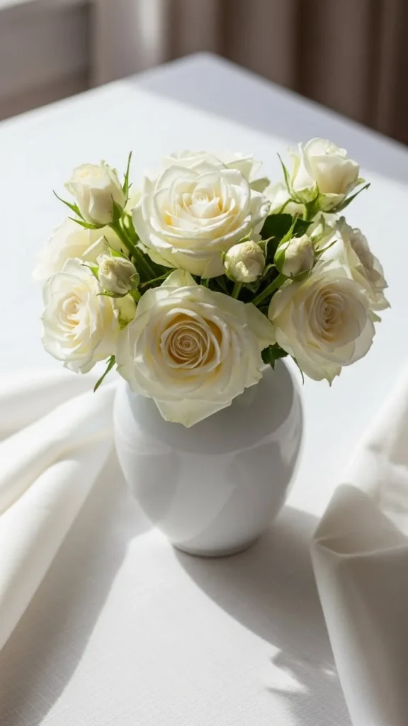 White-on-White Rose Display