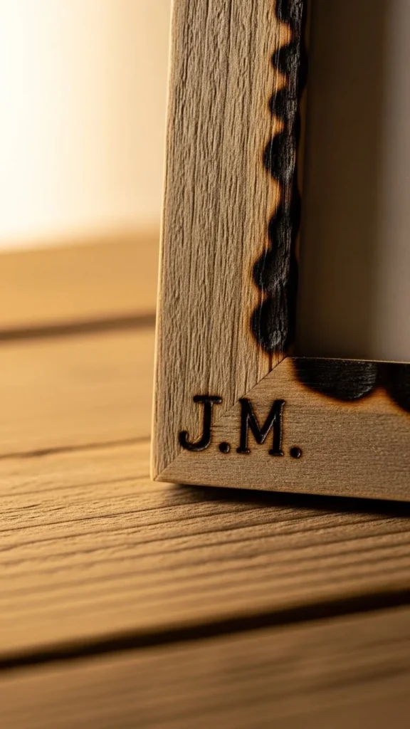 Wood Burned Initial Frame