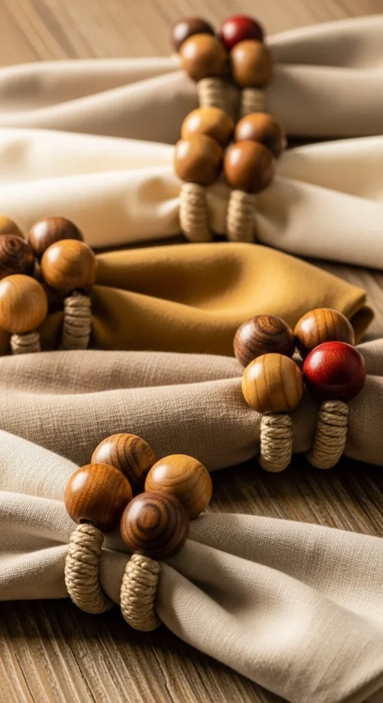 Wooden Bead and Cord Rings