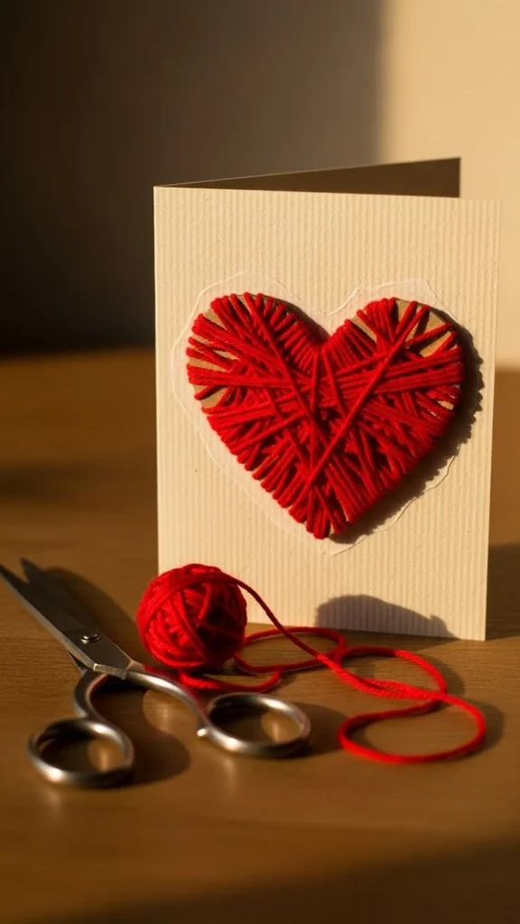 Yarn Wrapped Heart Card