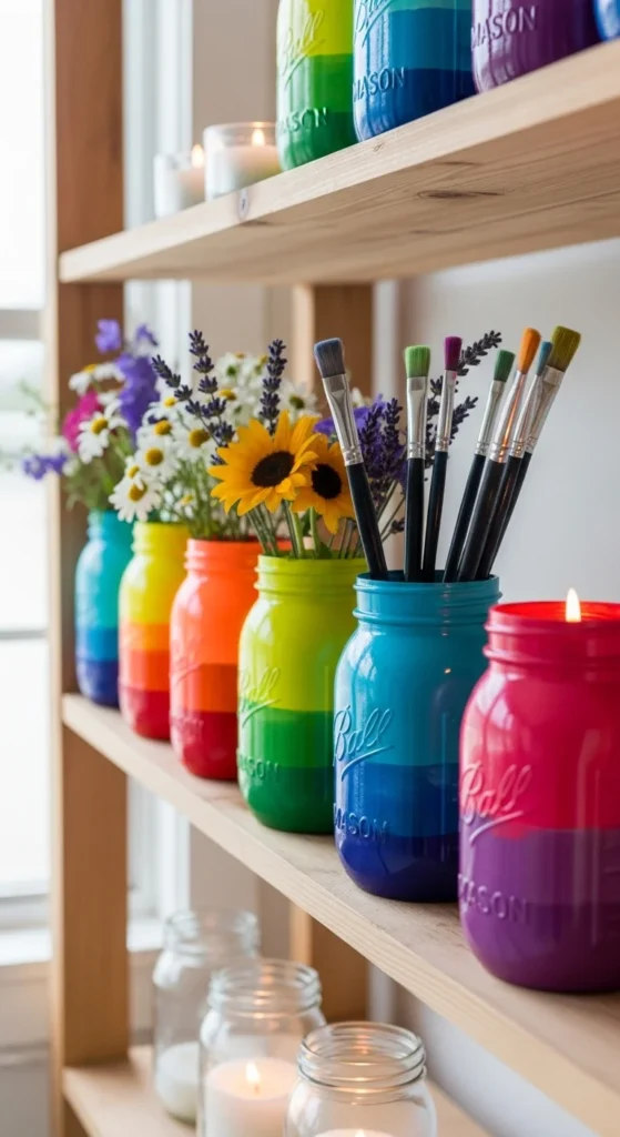 rainbow mason jars