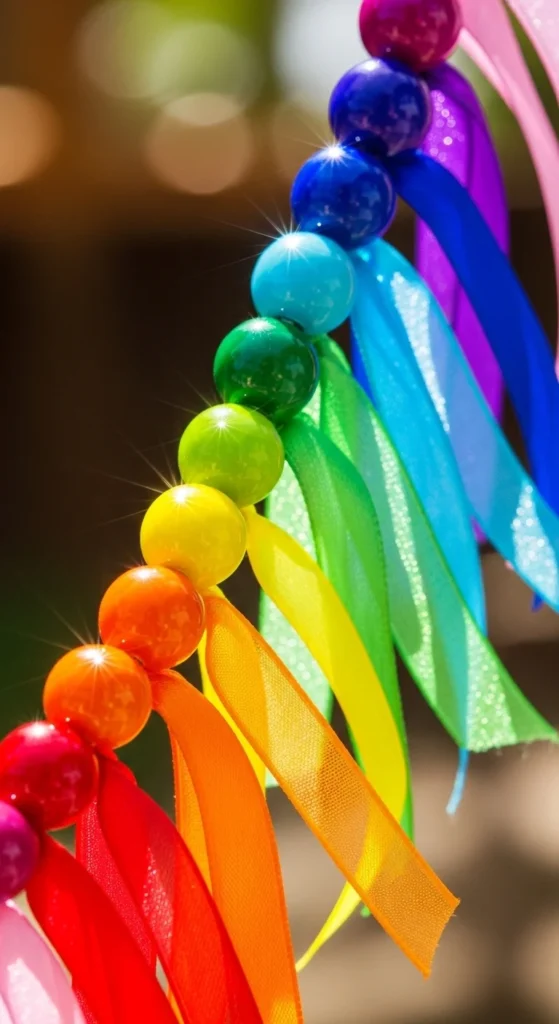 Beaded and Ribbon Rainbow Garland