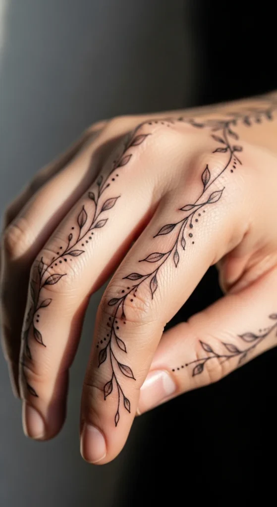 Delicate Vine Across the Fingers