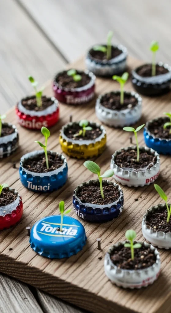 Hanging Bottle Cap Planters