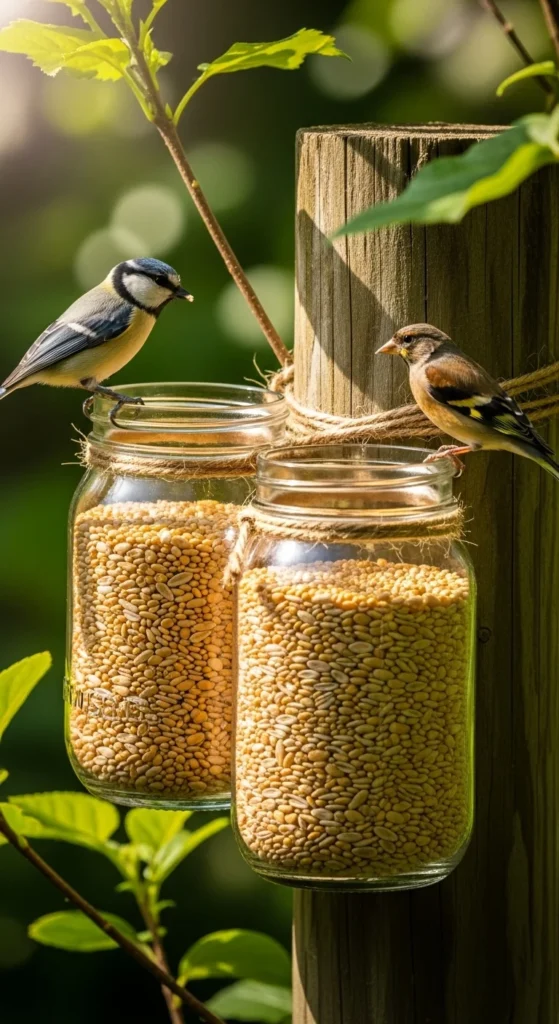 Mason Jar Bird Feeders