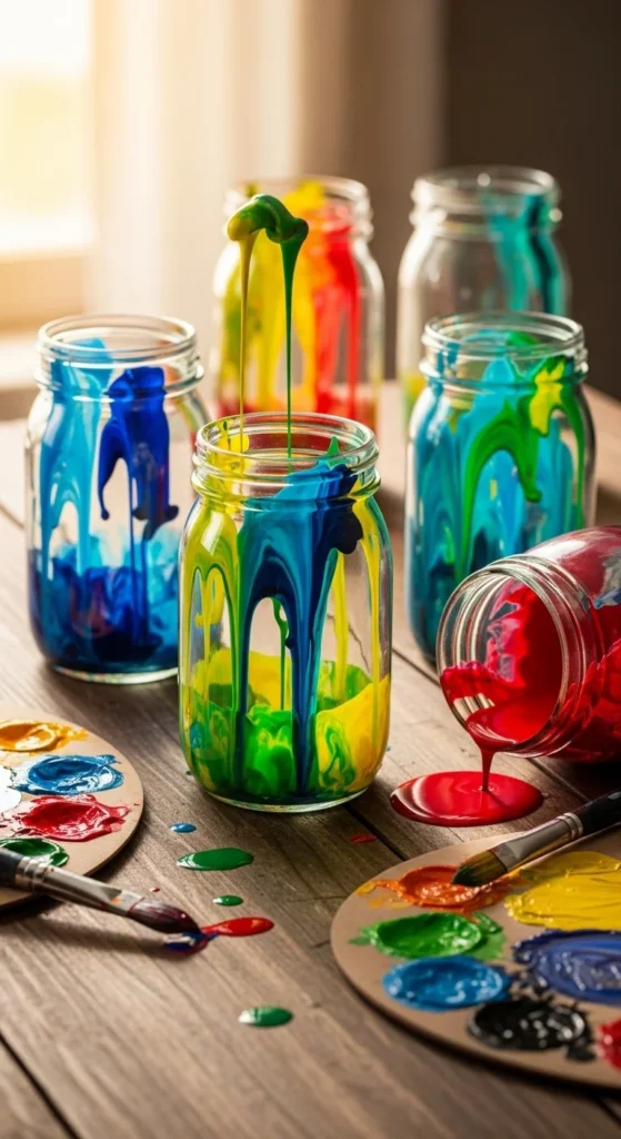 Mason Jar Paint Pour Art