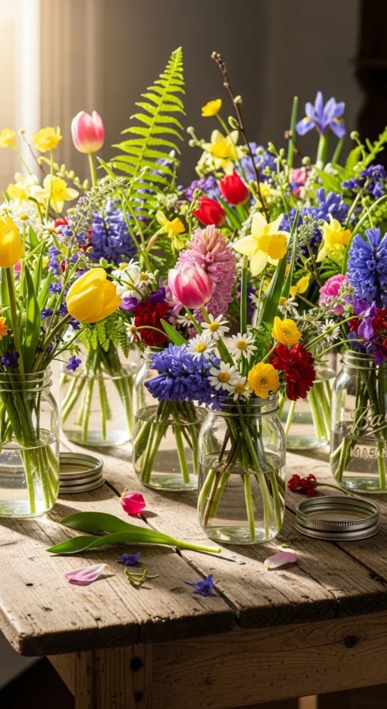 Mason Jar Wildflower Centerpieces