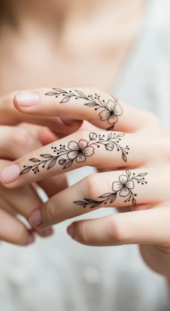 Minimalist Floral Border on the Fingers
