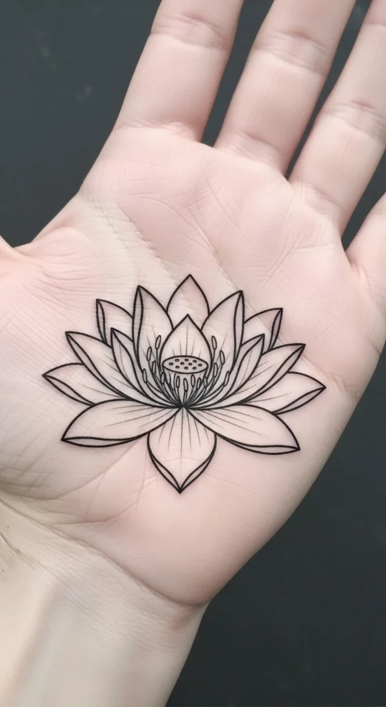 Minimalist Lotus on the Center of the Palm