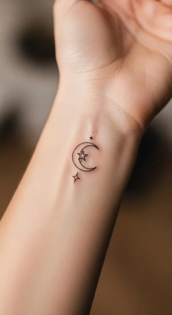 Minimalist Star and Moon