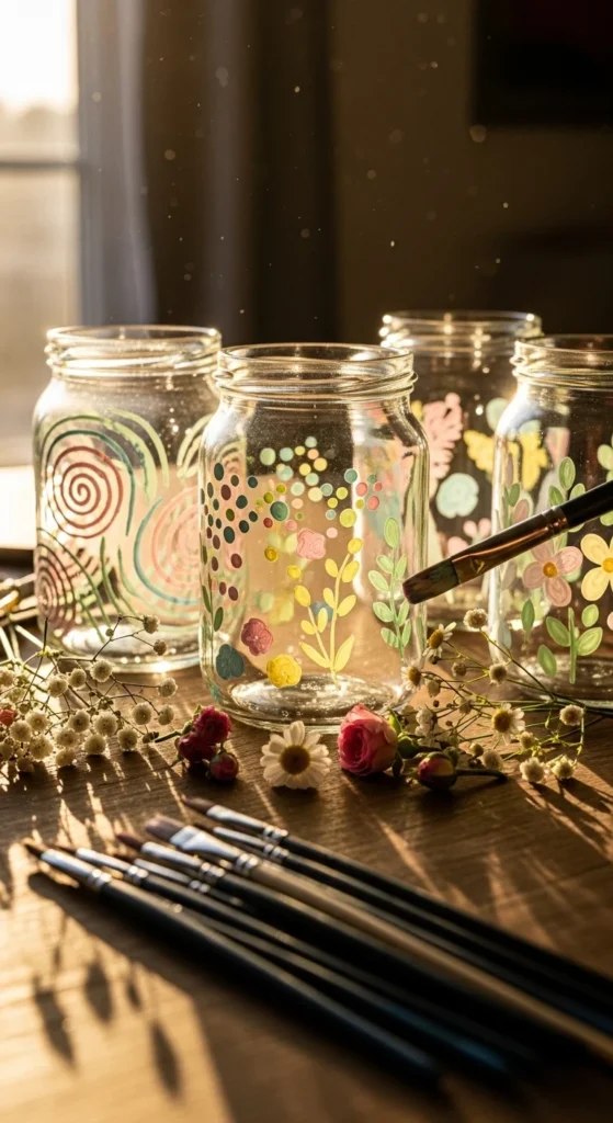 Painted Glass Jars