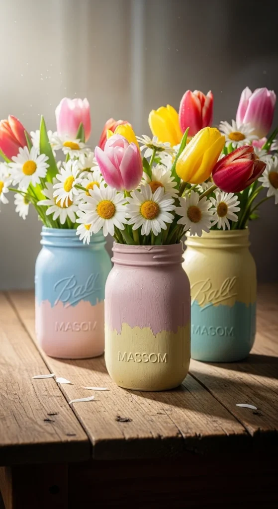 Painted Mason Jar Vases