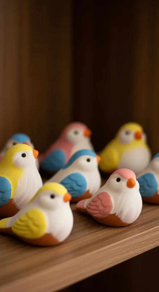 Painted Terracotta Birds