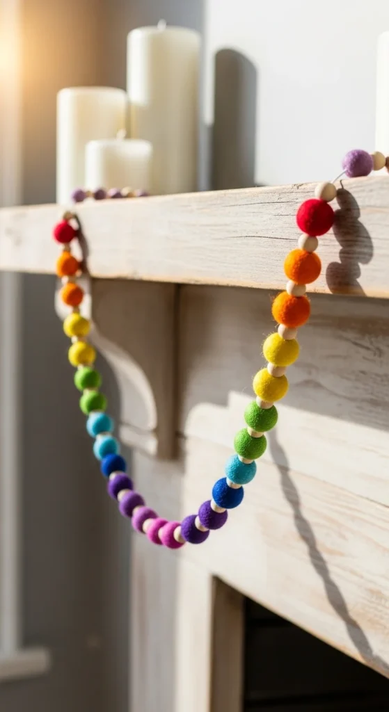 Rainbow Bead and Felt Garland
