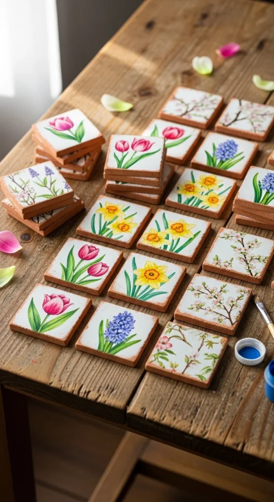 Spring Floral Terracotta Tiles