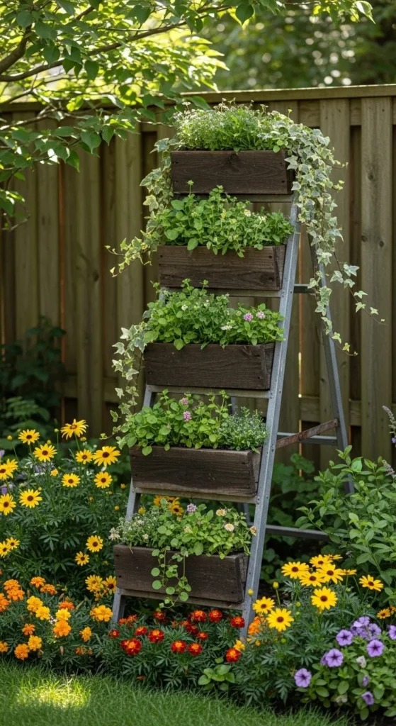 Tin Ladder Planter