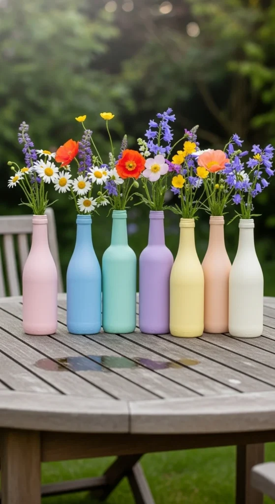 Upcycled Wine Bottle Vases