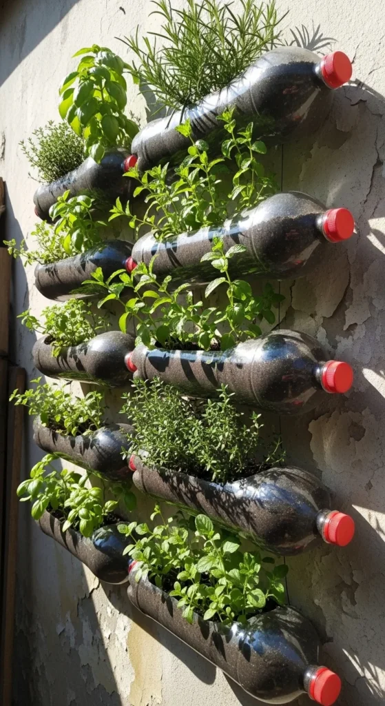 Vertical Bottle Herb Garden