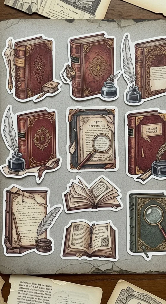 Antique Book Stickers