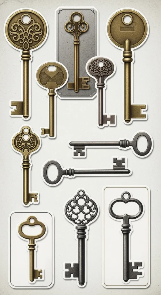 Antique Key Stickers