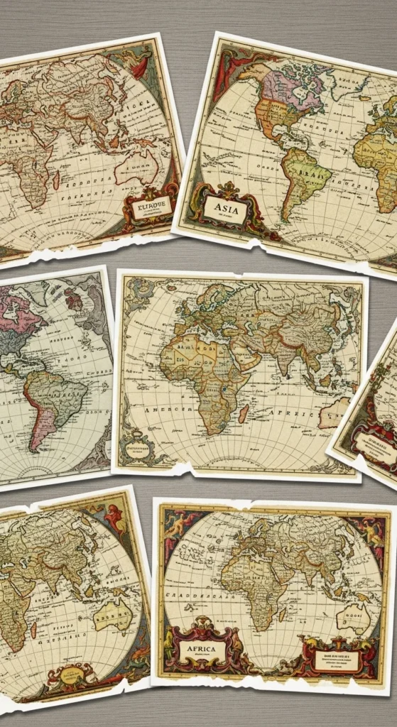  Antique Map Stickers