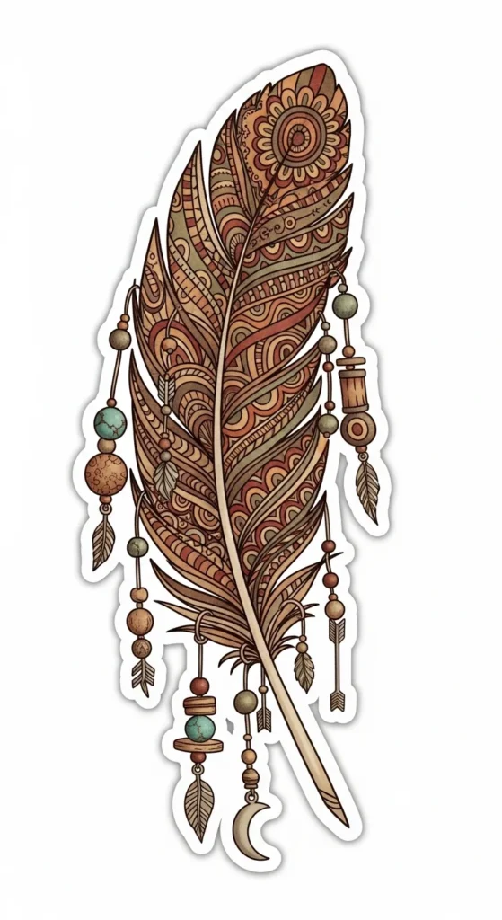 Boho Feather Stickers