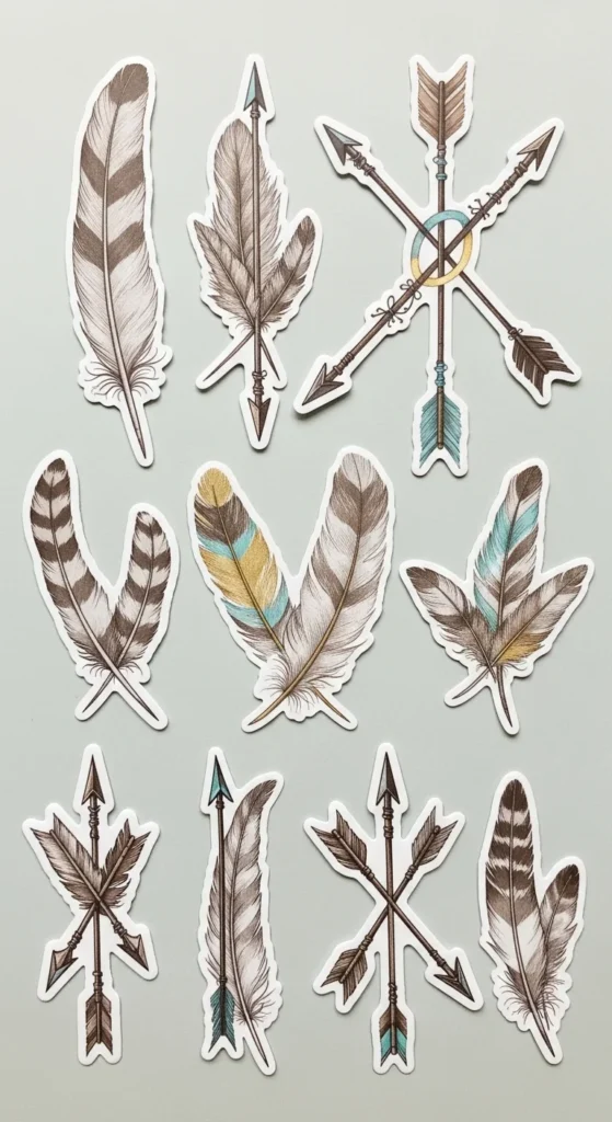 Boho Feathers and Arrows Stickers