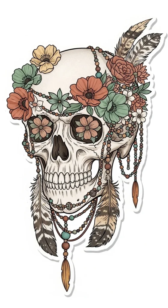 Boho Skull Stickers