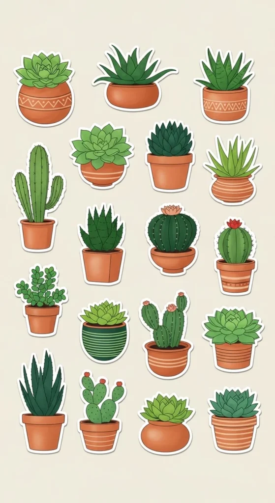 Cacti and Succulent Stickers