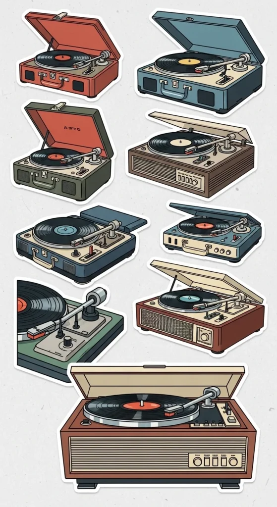 Classic Record Player Stickers