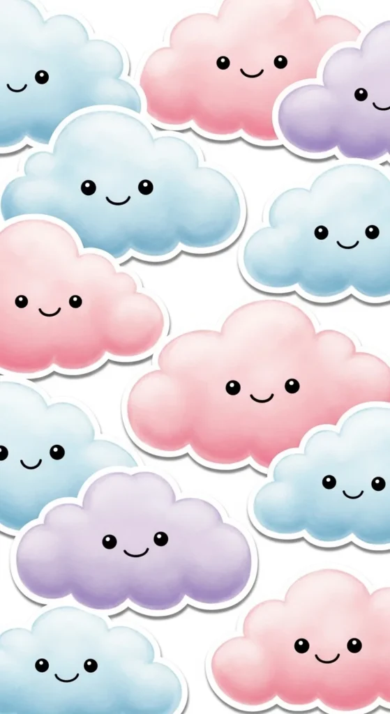 Cloud Stickers with Faces