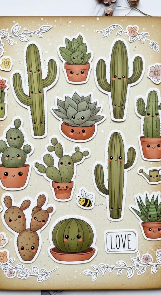 Cute Cactus Stickers