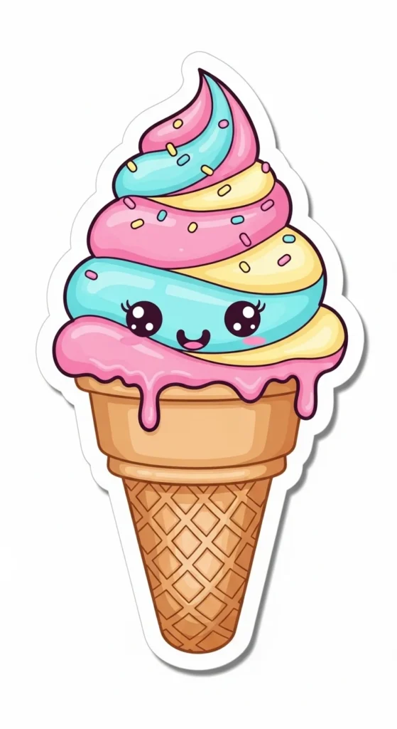  Cute Ice Cream Cone Stickers