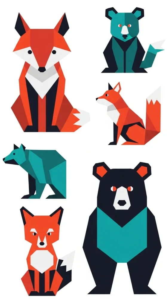 Geometric Animal Stickers