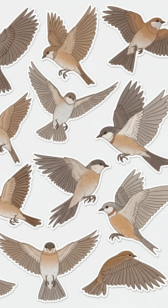 Hand-Drawn Birds Stickers