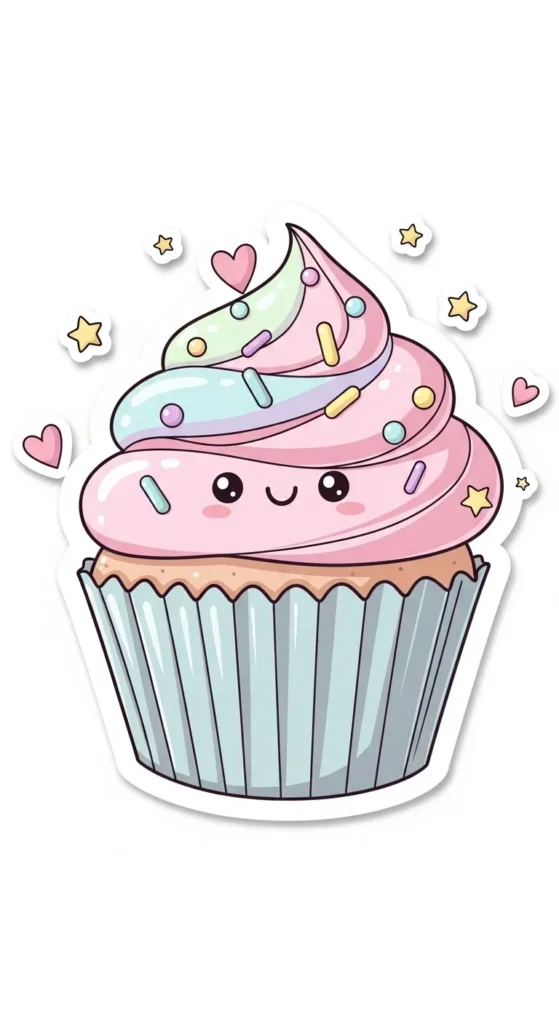  Kawaii Cupcake Stickers