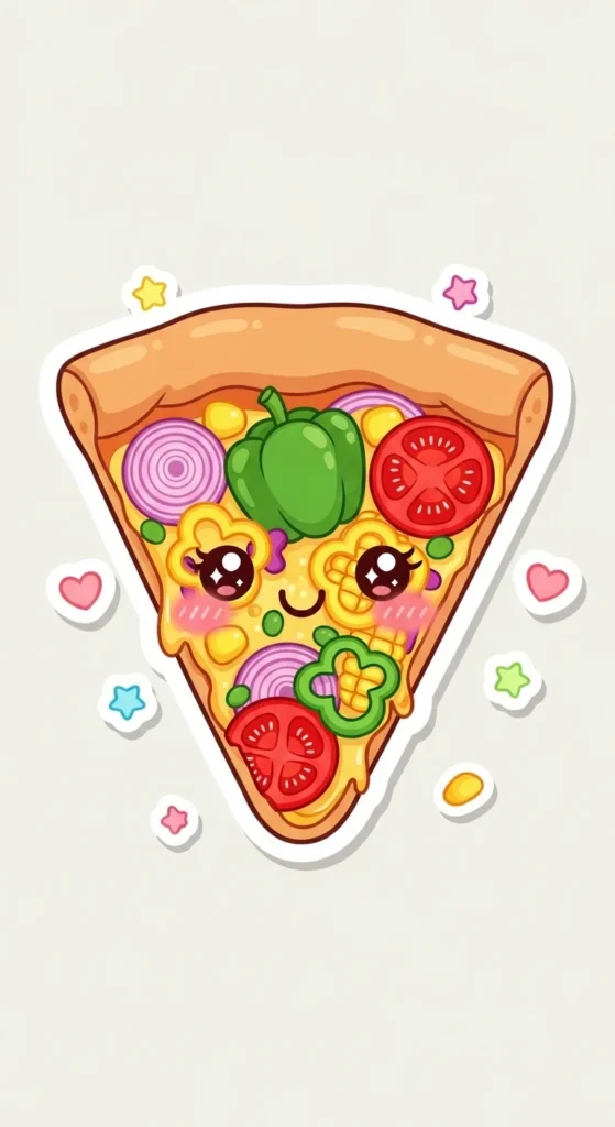 Kawaii Pizza Stickers