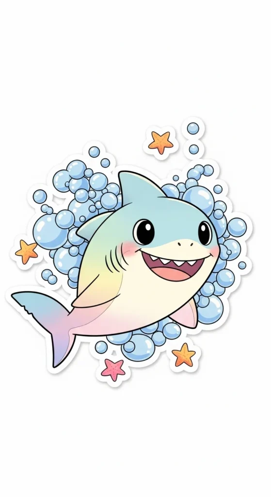 Kawaii Shark Stickers