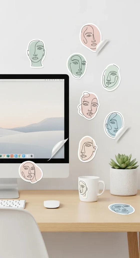 Minimalist Line Art Stickers