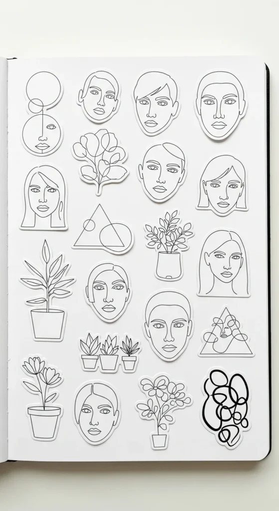Minimalist Line Art Stickers
