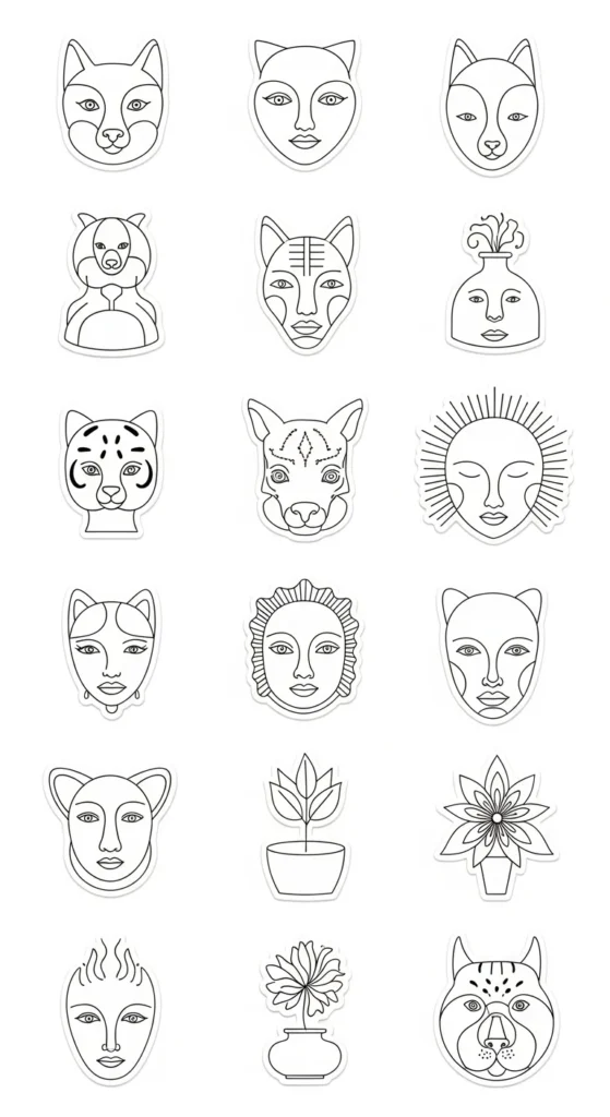 Minimalist Line Art Stickers