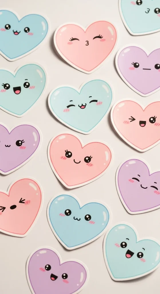  Pastel Heart Stickers