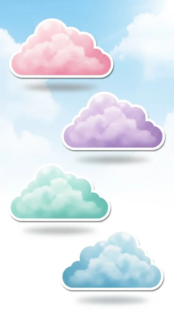 Pastel Rainbow Clouds Stickers
