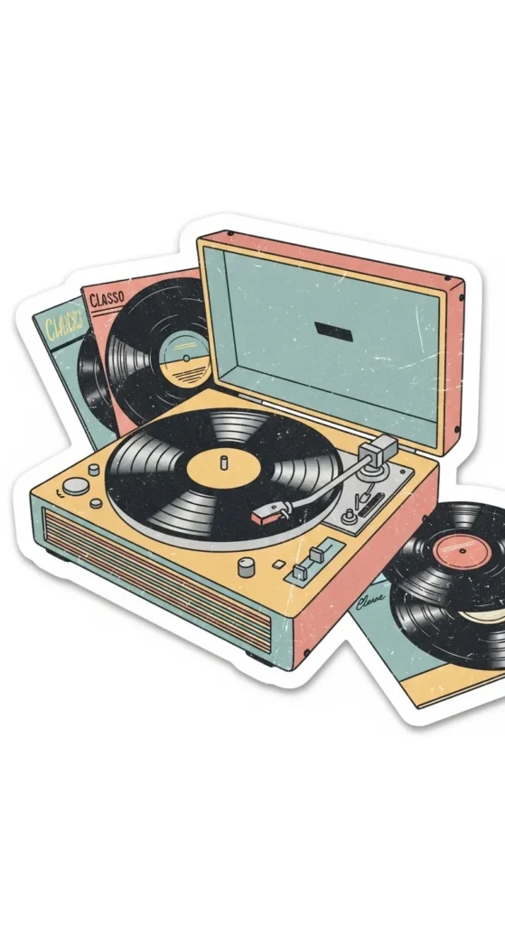 Retro Record Player Stickers