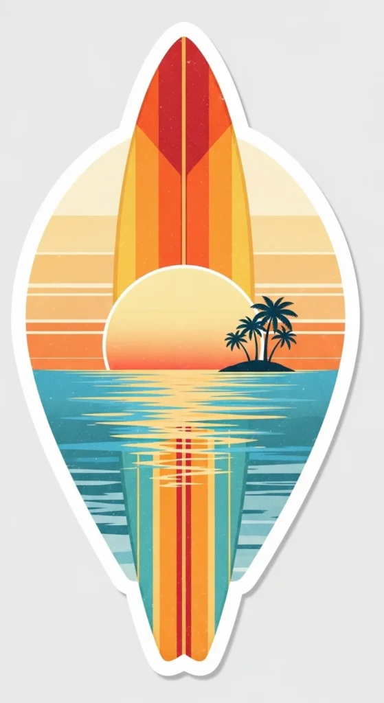 Retro Surfboard Stickers