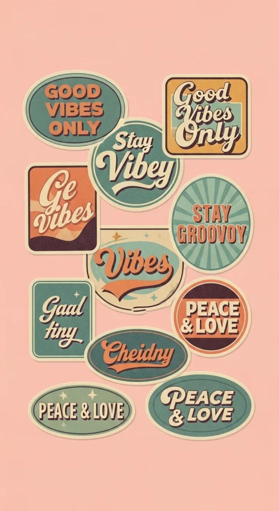 Retro Typography Stickers